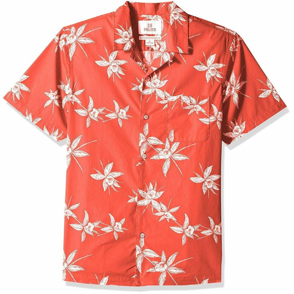 28 Palms Men's Standard-Fit Hawaiian Shirt, Floral